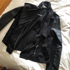 Leather accent jacket
